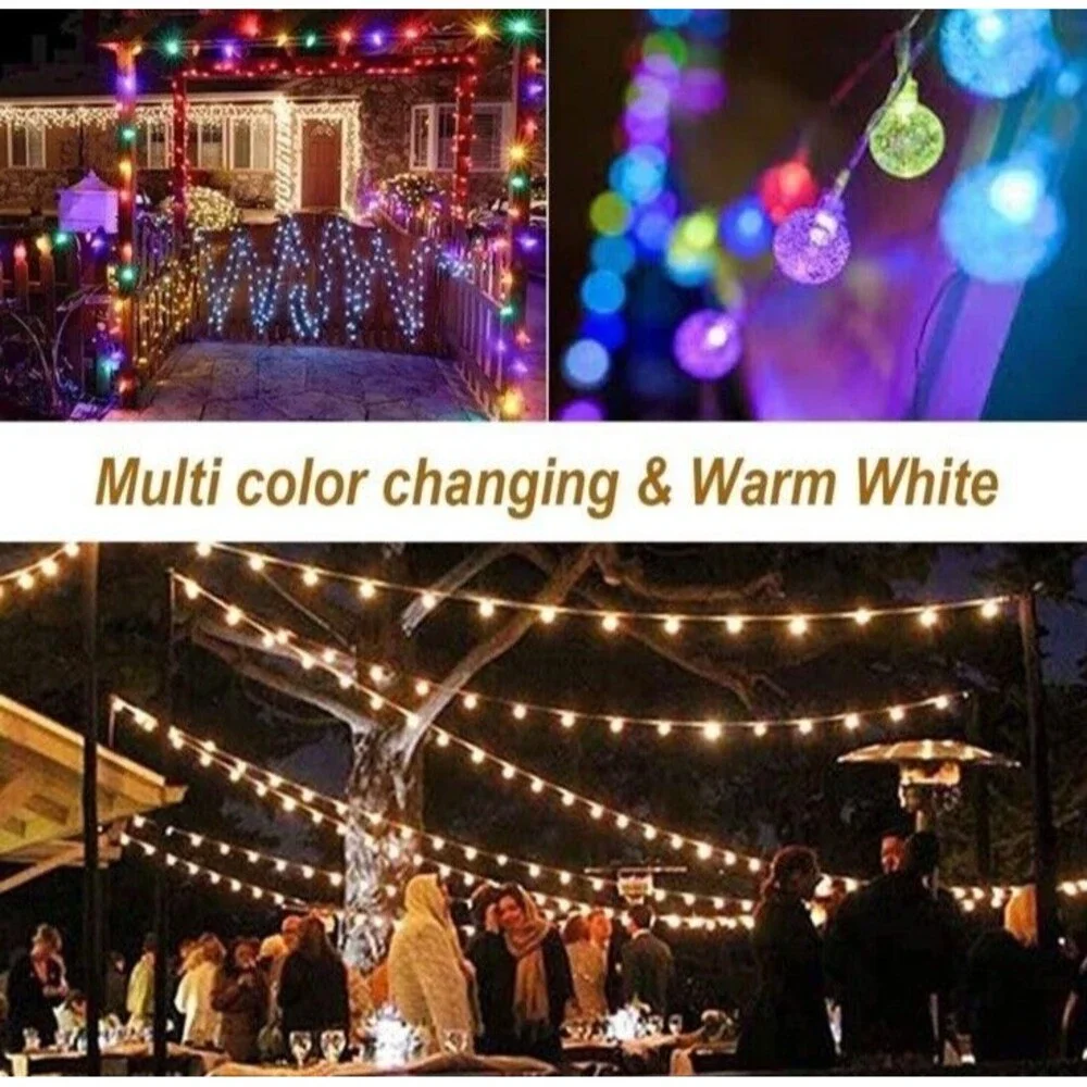 80 LED Globe String Light Battery Operated Waterproof Indoor Outdoor 40ft NEW